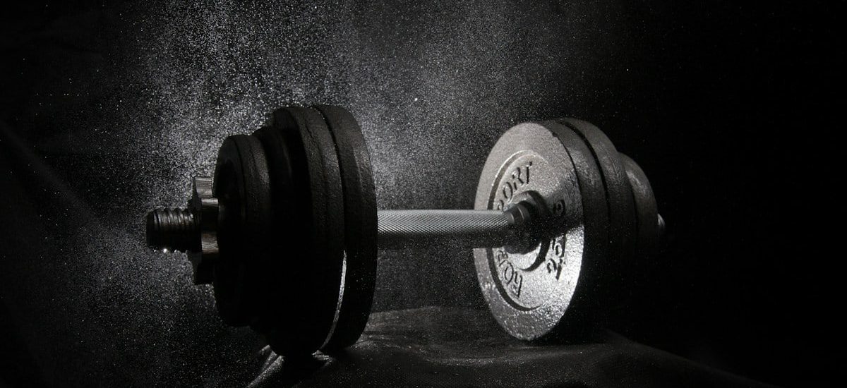 a black and white photo of a dumbbell
